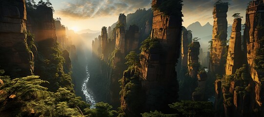 China, snaking through dramatic landscapes, symbolizing rich history  picturesque tourist destinations.Generated with AI - obrazy, fototapety, plakaty