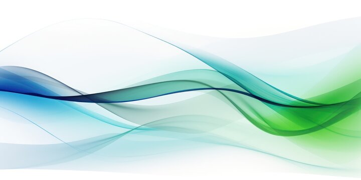 Free flowing waves in tones of blue and green on white background. Minimalist elegant lines. © Vitezslav Vylicil