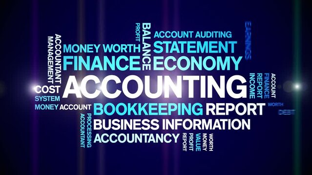 Accounting animated tag word cloud;text design animation kinetic typography seamless loop.