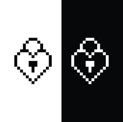  pixel heart lock icon vector  pixel art for 8 bit game