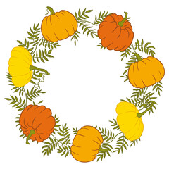 Fototapeta premium Cute Pumpkins Wreath