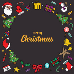 Merry Christmas decoration elements doodle style