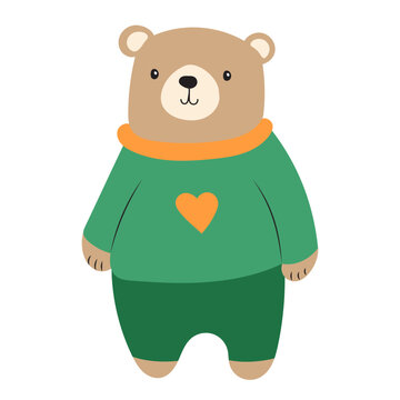 cute bear in a sweater in doodle style on a white background vector