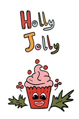 Holly Jolly groovy set with cupcake