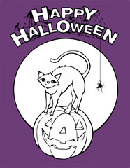 Halloween Coloring Page: Vector, happy halloween coloring page Perfect for Posters, T-Shirt Prints and designs