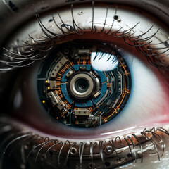 Robot eye, modern technology. Robot technology.
