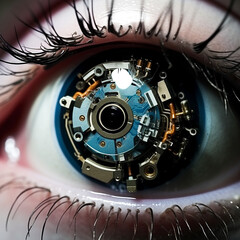 Robot eye, modern technology. Robot technology.