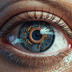 Robot eye, modern technology. Robot technology.