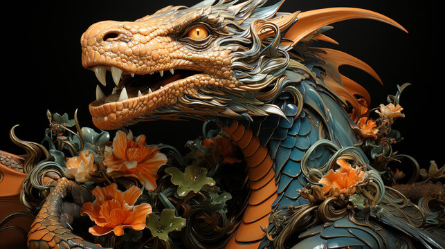 chinese dragon statue UHD wallpaper Stock Photographic Image 