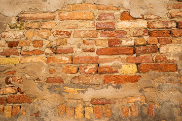 Old brick wall. Venetian Brick. old red brick wall texture background.