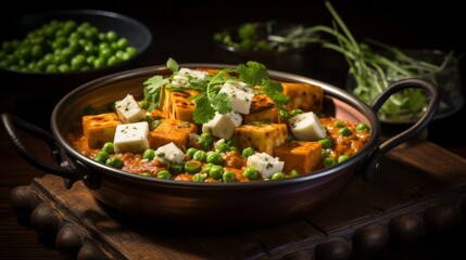 Delicious Matar Paneer with Indian cottage cheese aka Paneer and peas cooked in a spicy and flavorsome curry