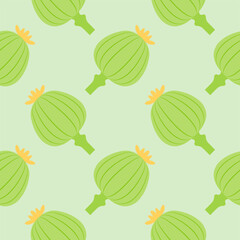 opium poppy seamless pattern vector illustration