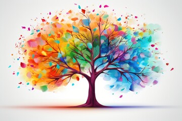 A vibrant and lush tree with an abundance of colorful leaves