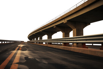 elevated highway bridge. isolated transparent PNG file. Urban highway concrete street road.
