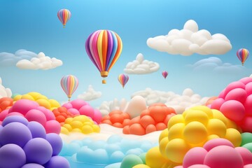 Naklejka premium A colorful display of balloons soaring through the sky