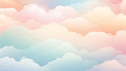 watercolor light soft color clouds background in the style of drawing cartoon pink and blue gradient