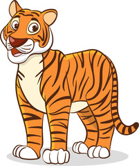 Cartoon Illustration of Cute Tiger Animal Mascot Character