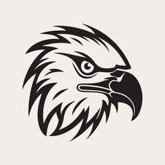 Eagle head one color vector logo, emblem, icon for company or sport team branding. Tattoo art style.