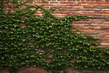 Ivy adorning aged wall. Rustic elegance. Green leaf on weathered brick. Botanical beauty. Nature touch on vintage architecture