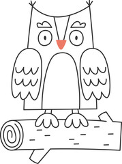 Owl On Log Animal Outline