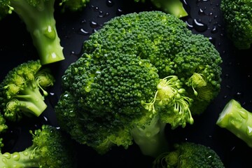 Broccoli with Water Drops Background