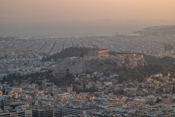 Ancient Acropolis and cityscape of Athens capital of Greece
