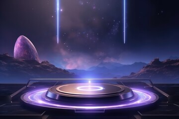 Abstract technology hud interface hologram elements neon lights, circle percent vitality innovation on hi tech future design. Generative AI