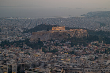 Ancient Acropolis and cityscape of Athens capital of Greece