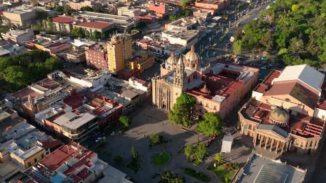 Aerial Footage of "Plaza del Carmen" square in San Luis Potos&iacute;, M&eacute;xico
