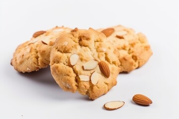 Fototapeta premium Almond cookies on white background. Generative AI