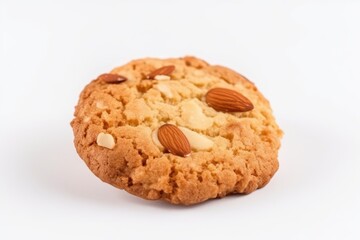 Almond cookie on white background. Generative AI
