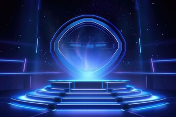 Abstract technology hud interface hologram elements neon lights, circle percent vitality innovation on hi tech future design. Generative AI