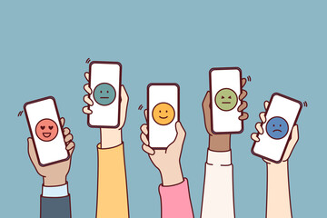 Emoticons in phones are metaphor for user feedback and assessment quality of services provided using application. Implementation internet technologies from collecting feedback from company customers