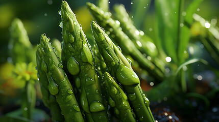 green asparagus with dew drops UHD wallpaper Stock Photographic Image 
