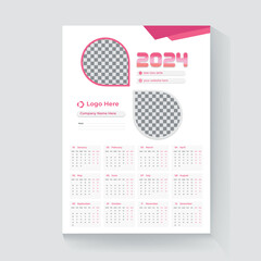 One page wall Calendar 2024