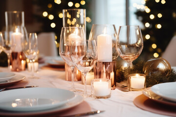 Fototapeta na wymiar Christmas luxury table decoration