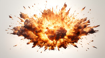 realistic explosion on white isolated background