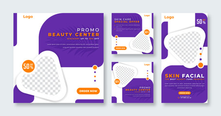 Skin Care an Beauty Center Social Media Post for Online Marketing Promotion Banner, Story and Web Internet Ads Flyer