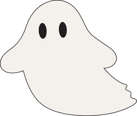 Cute Ghost Halloween Flying Isolated Illustration