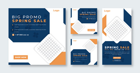 Spring Sale Social Media Post for Online Marketing Promotion Banner, Story and Web Internet Ads Flyer