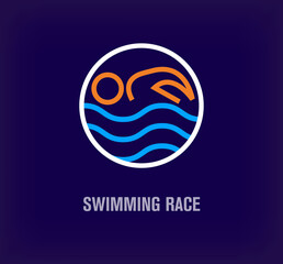 Modern swimming race design. Uniquely designed color transitions. Floating human success template. vector