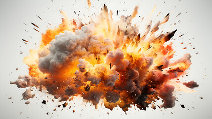 realistic explosion on white isolated background.