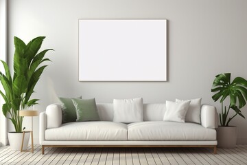Modern Aesthetic Interior Design with Small Blank Poster Created with Generative AI