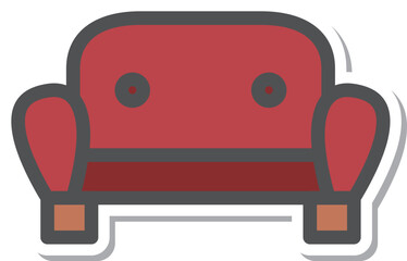 シンプルインテリア用品のステッカー単品アイコン　ソファー
