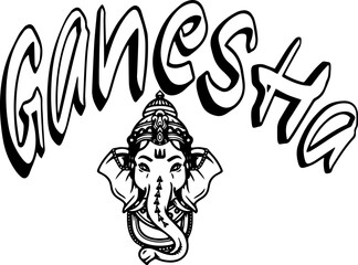 Hindu Lord Shree Ganesh Vector Calligraphy Image
