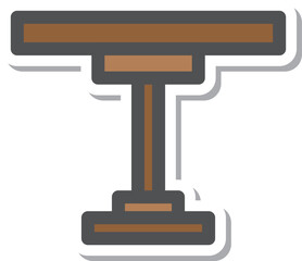 シンプルインテリア用品のステッカー単品アイコン　テーブル