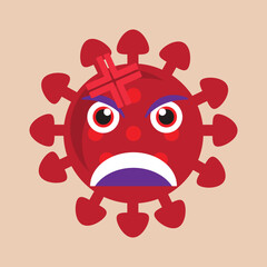 Corona emoji. Coronavirus illustration. Covid green Virus cartoon on white background. Bacteria vector illustration.