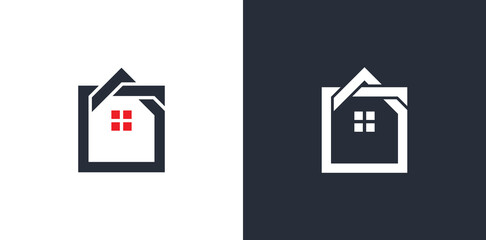 Square Home Real Estate Logo Concept icon sign symbol Element Design. Realtor, Mortgage, House Logotype. Vector illustration template