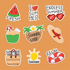 Summer Hand Drawn Sticker Illustration