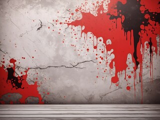 Old white Wall with Blood Splatters Halloween Background. ai generated
